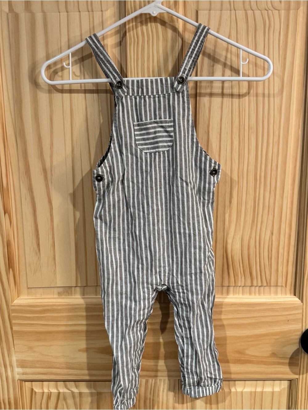 Rylee + Cru Kids Grey White Striped‎ Linen Blend Overalls 2-3Y Bib Jumpsuit